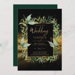 Convites de casamento Dourados do Emerald Green