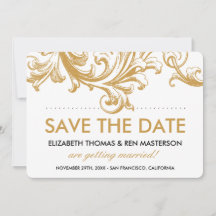 Convites de casamento dourados florais antigos