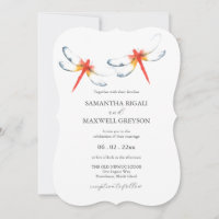 Convites De Casamento Dragonfly Vermelha Por Aquar