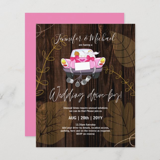 Convites de casamento Drive-BY Orçamentário - Casa (Frente/Verso)