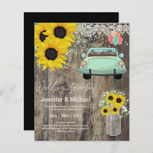 Convites de casamento Drive-BY Orçamentário - Casa (Frente/Verso)