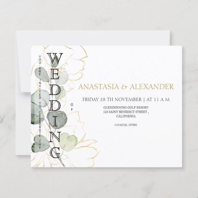 Convites de casamento econômicos (Frente)