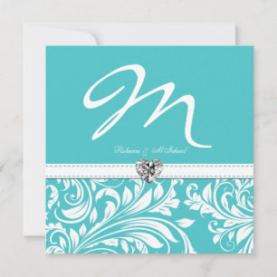 Convites de casamento Elegante de Monograma de Tea