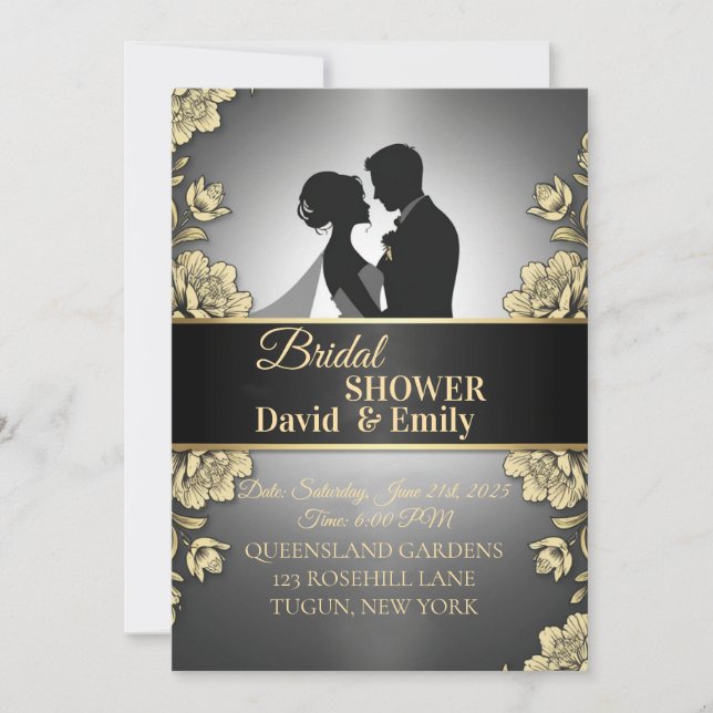 Convites de Casamento Elegantes – Amor Atemporal e (Frente)