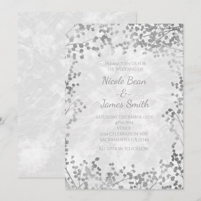 Convites de Casamento Elegantes com Frutas Florais (Frente/Verso)