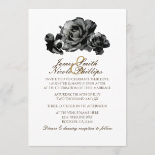 Convites de Casamento Elegantes com Rosas em Aquar