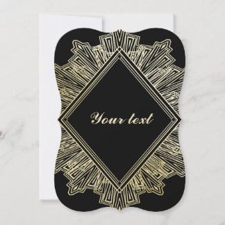 Convites de casamento elegantes e negros Art Deco 