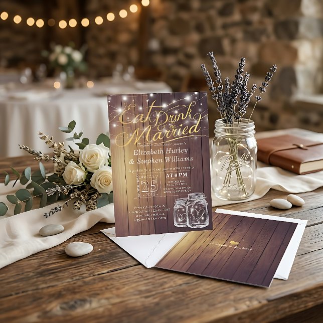 Convites de Casamento Elegantes EAT Drink & Be Mar (Criador carregado)
