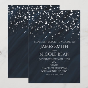 Convites de Casamento Elegantes Estrelas Azuis e B
