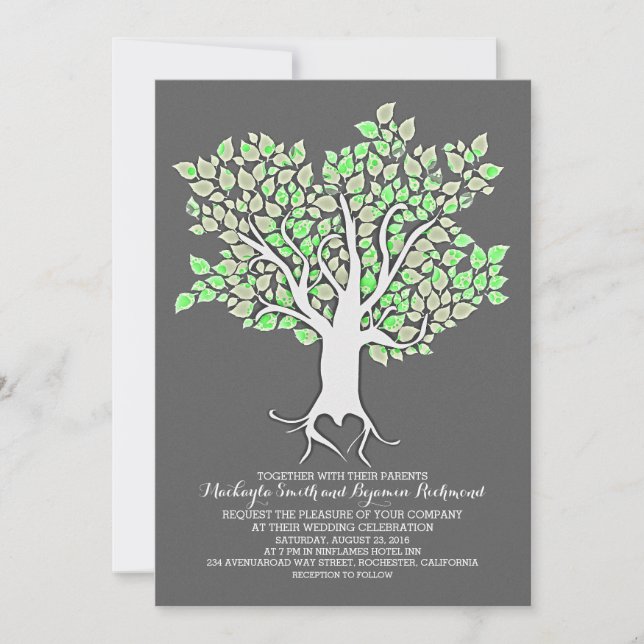 Convites de casamento elegantes para a mint tree (Frente)