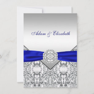 Convites de Casamento Elegantes Prata e Azul Real