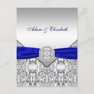 Convites de Casamento Elegantes Prata e Azul Real