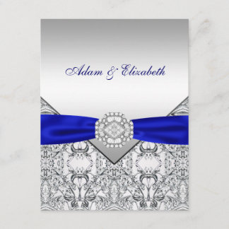 Convites de Casamento Elegantes Prata e Azul Real