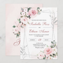 Convites de Casamento Elegantes Rosa Poeirento e C