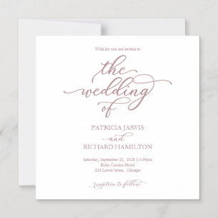 Convites de Casamento Elegantes Rose Gold e Branco