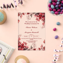 Convites de casamento em acrílico floral Rosa e Ve