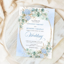 Convites de Casamento em Aquarela Azul com Trigo D
