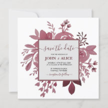 Convites de casamento em aquarela floral burgundy