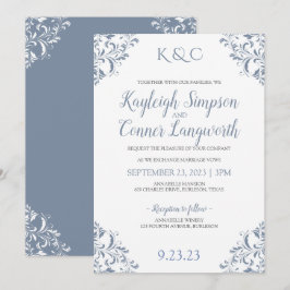 Convites de Casamento em Azul Empoeirado | Elegant