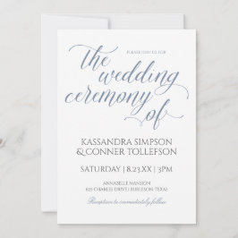 Convites de Casamento em Azul Poeirento Elegante -