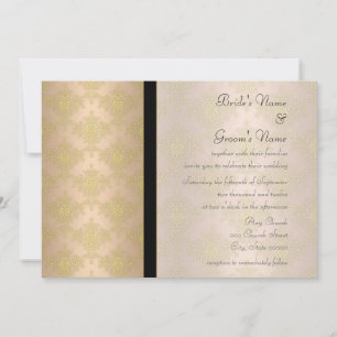 Convites de Casamento em Damasco Dourado e Pêssego