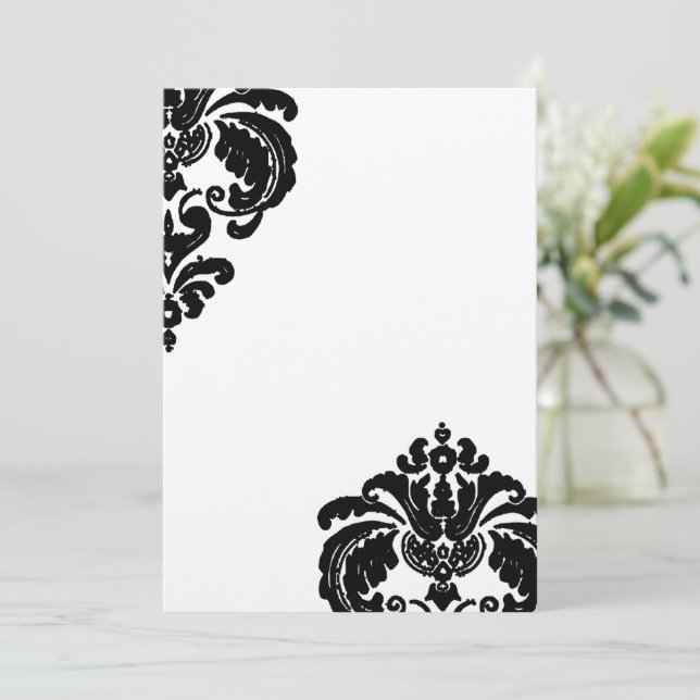 Convites de Casamento em Damasco Preto (Em pé/Frente)