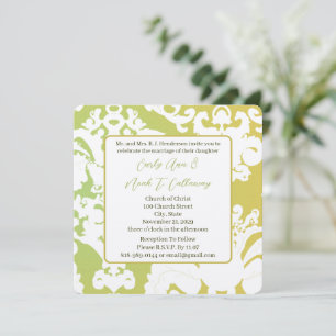 Convites de Casamento em Damasco Verde