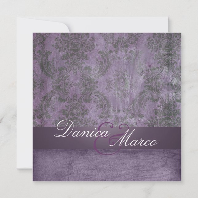 Convites de Casamento em Damask Vintage (Frente)