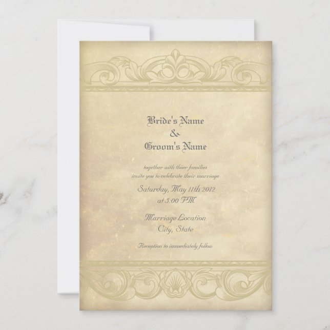 Convites de Casamento em Estilo Pergaminho Elegant (Frente)