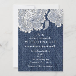 Convites de Casamento em Jeans e Renda Branca