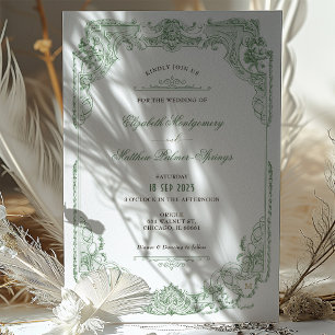 Convites de Casamento em Verde Sage da Realeza Vit