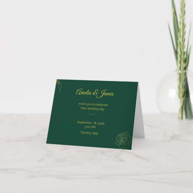 Convites de Casamento Emerald Romance (Frente)