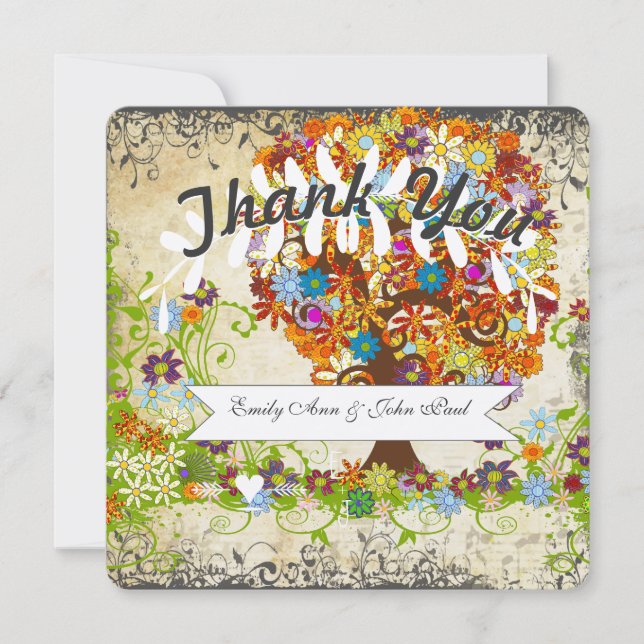 Convites de Casamento Enchanted Forest Side Branch (Frente)