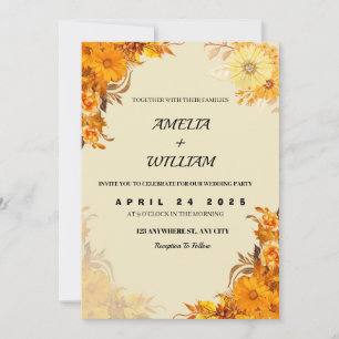 Convites De Casamento Estético Laranja