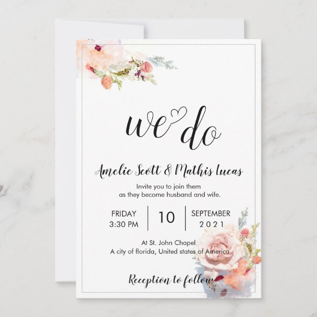 Convites de casamento exclusivos e minimalistas (Frente)