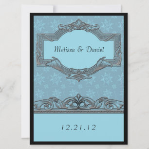 Convites de Casamento Floco de Neve Azul de Invern