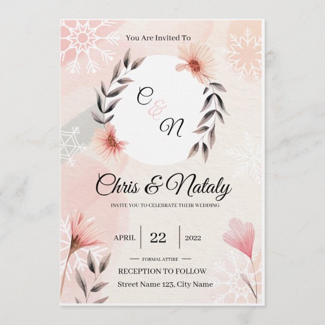 Convites de Casamento Florais (Frente)