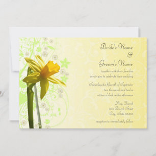 Convites de Casamento Florais Amarelos de Narciso