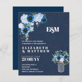 CONVITES DE CASAMENTO Florais Azuis BUDGET