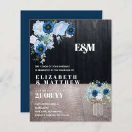 Convites de Casamento Florais Azul Poeira Orçament