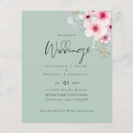 Convites de casamento Florais Blush Pink Sage Orça