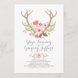 Convites de casamento florais de Boho dos Antlers
