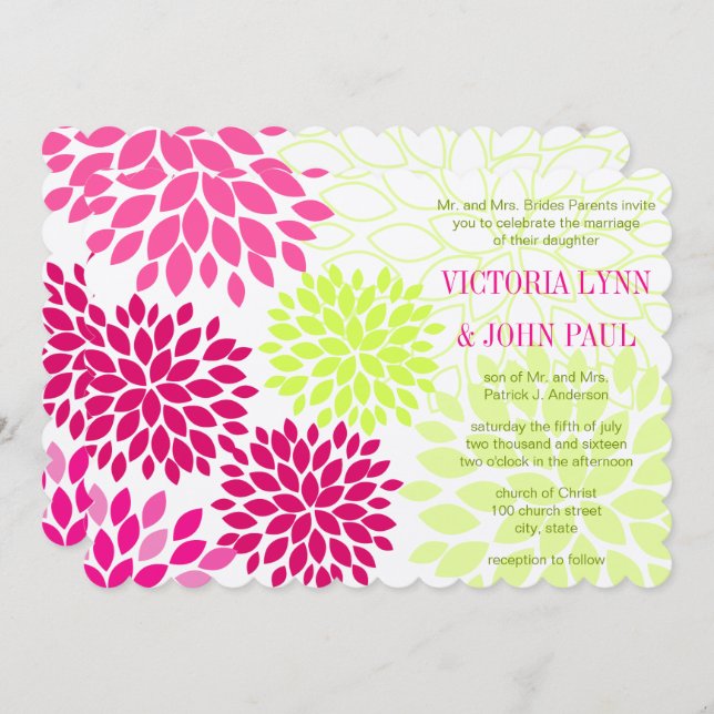 Convites de casamento Florais De Chrysanthemo, Cor (Frente/Verso)