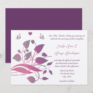 Convites de Casamento Florais de Orquídea Rosa e R
