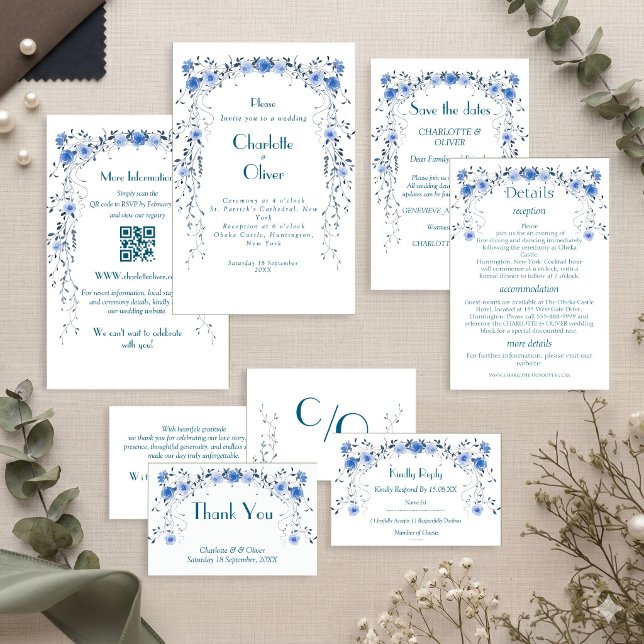 Convites de Casamento Florais Elegantes em Aquarel (Criador carregado)