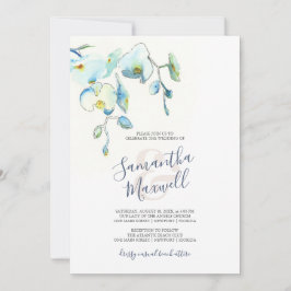 Convites de Casamento Florais em Aquarela Azul