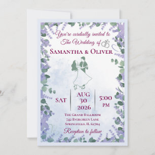 Convites de Casamento Florais Lavanda Elegantes