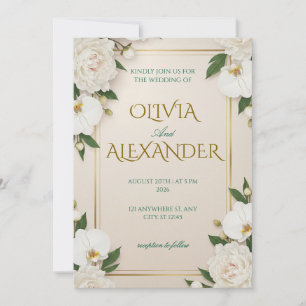 Convites de Casamento Florais Luxuosos Brancos