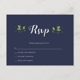 Convites de casamento florais navy