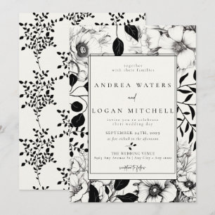 Convites de Casamento Florais Pretos